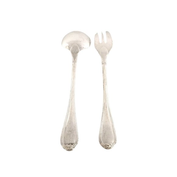 Christofle Sterling Silver Oceana Salad Serving Set Fork and Spoon (B) #12335 - Picture 2 of 12